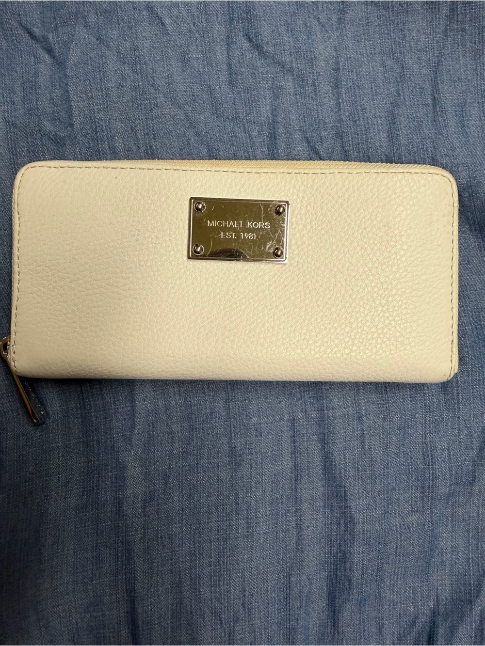 Michael Kors Cream Zip-Around Leather Wallet